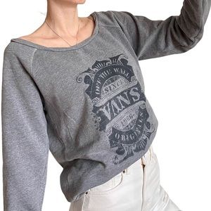 VANS gray grey crewneck graphic pullover sweatshirt sweater, XL